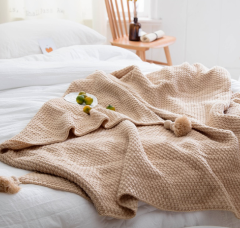 Nordic knit ball blanket