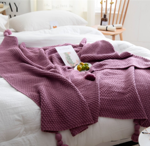 Nordic knit ball blanket