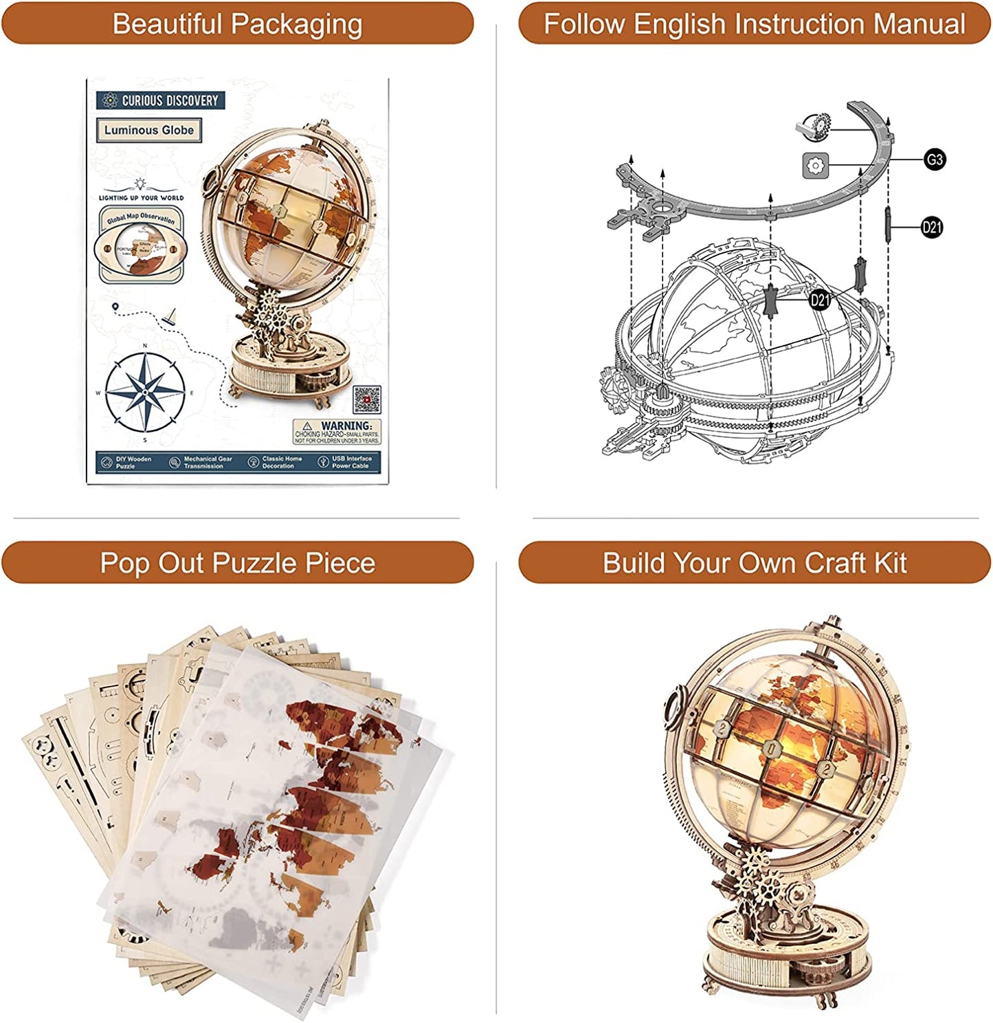 3D Luminous Globe Model Building Kit