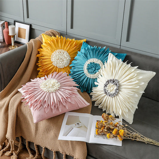 Dutch Velvet Chrysanthemum Cushion Case