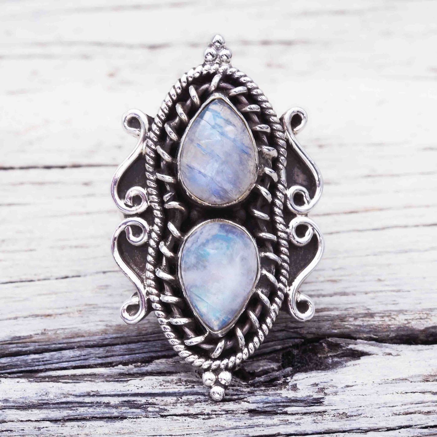 Tear-drop Moonstone Ring