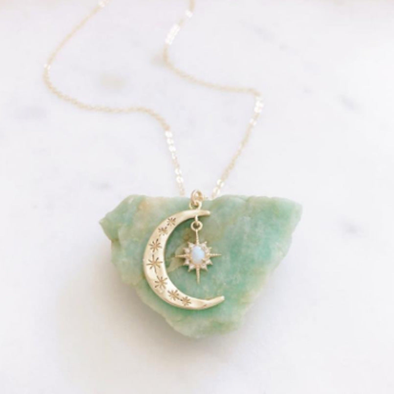 Moon and Star Necklace