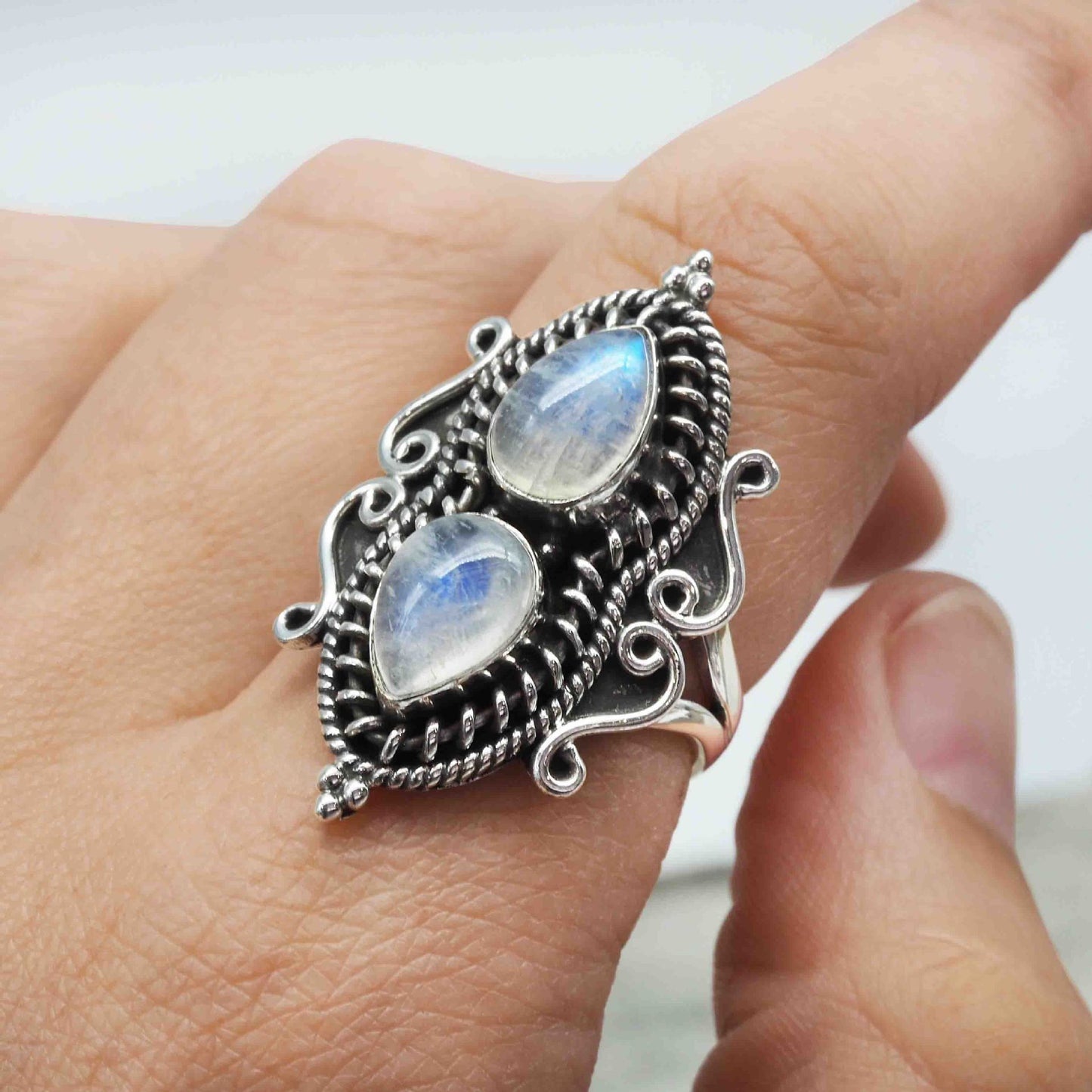 Tear-drop Moonstone Ring