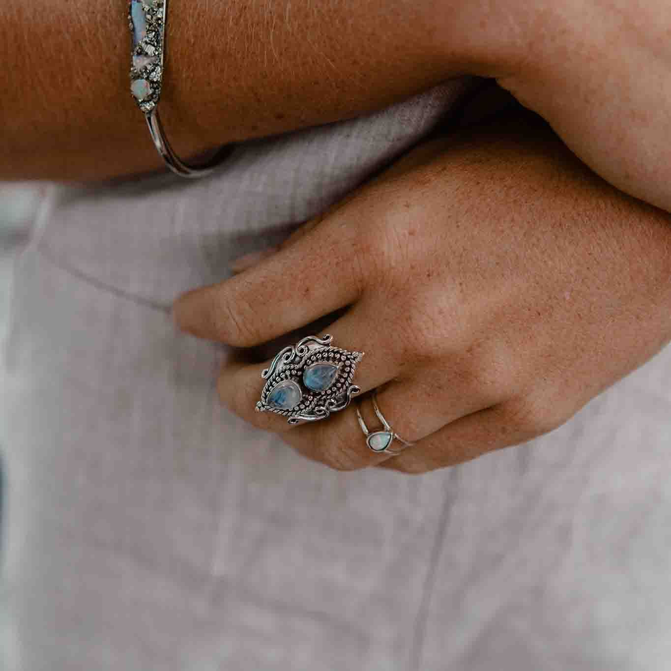 Tear-drop Moonstone Ring