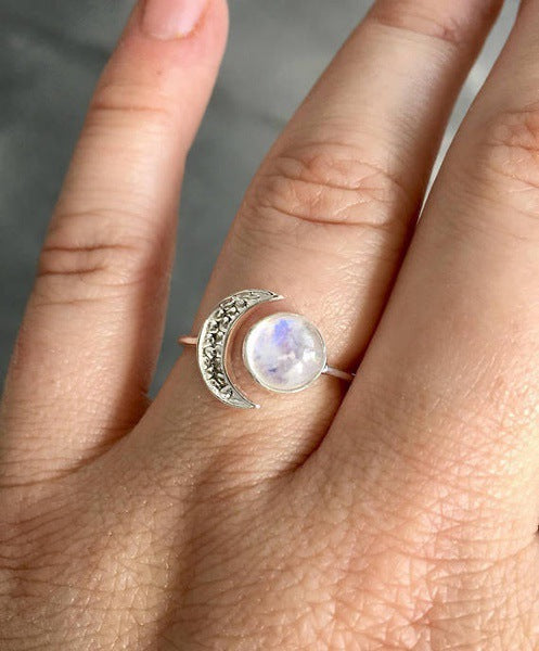 Sun and Moon Opal Ring