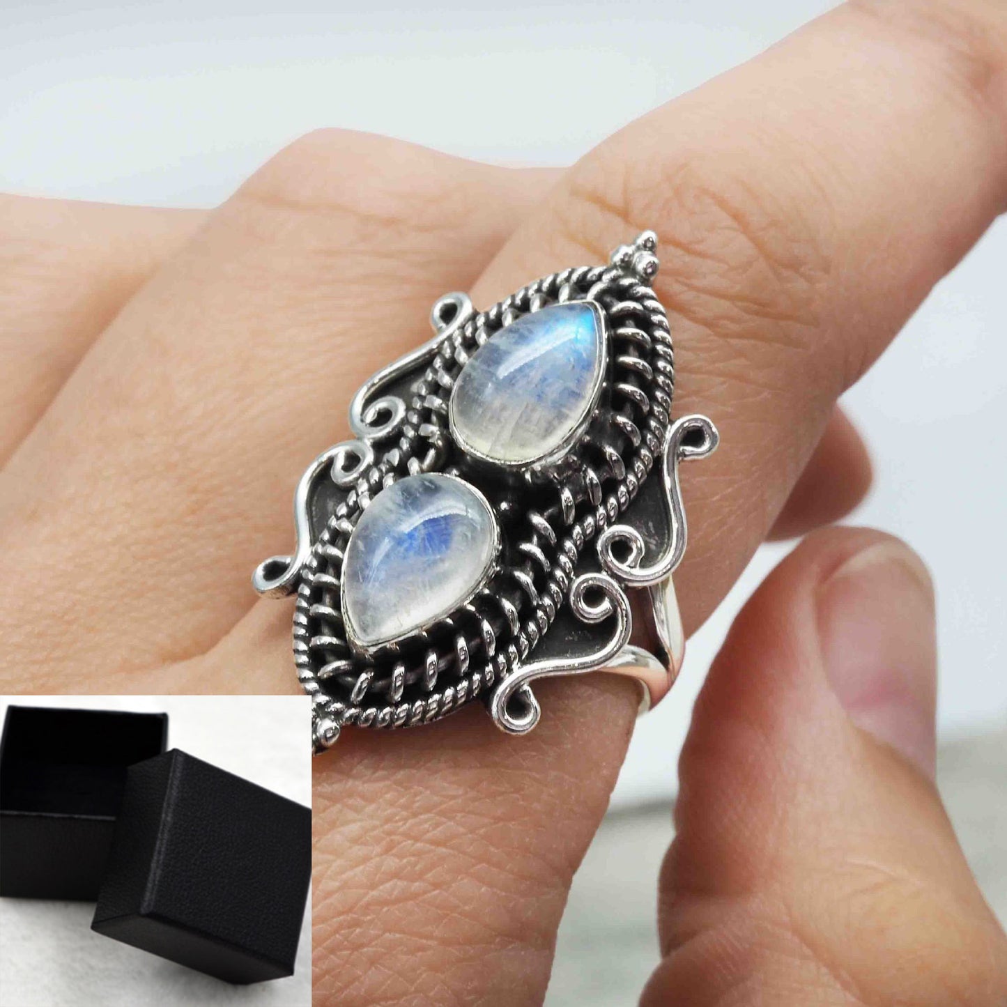 Tear-drop Moonstone Ring