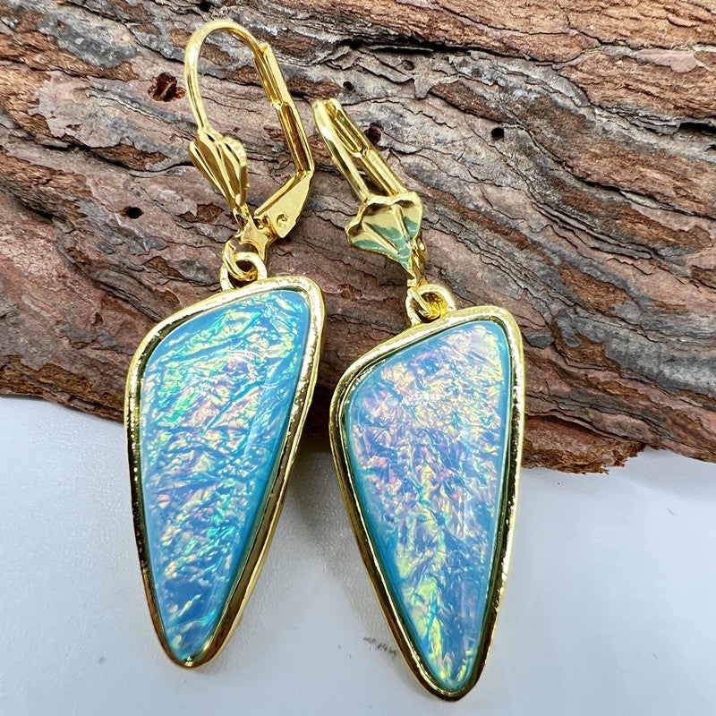 Opal Triangle Earrings