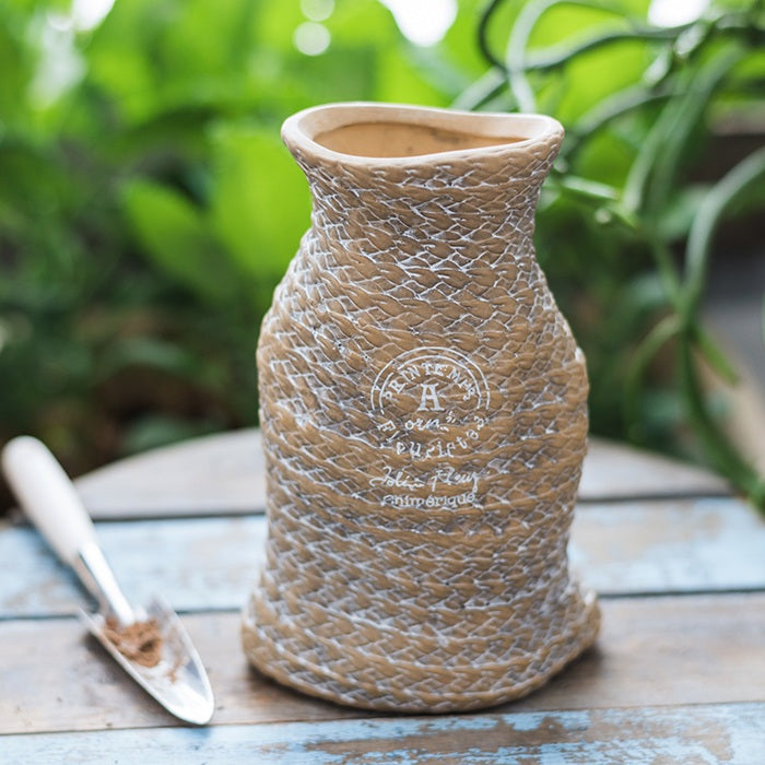 Woven Basket Ceramic Planter Pot