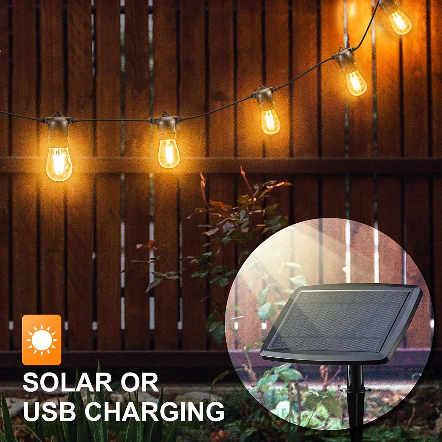 Solar Cafe Lights - 48ft