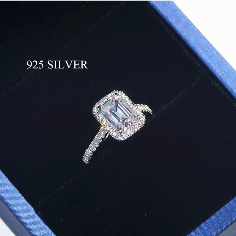 Princess Cut Halo Ring - 925 silver