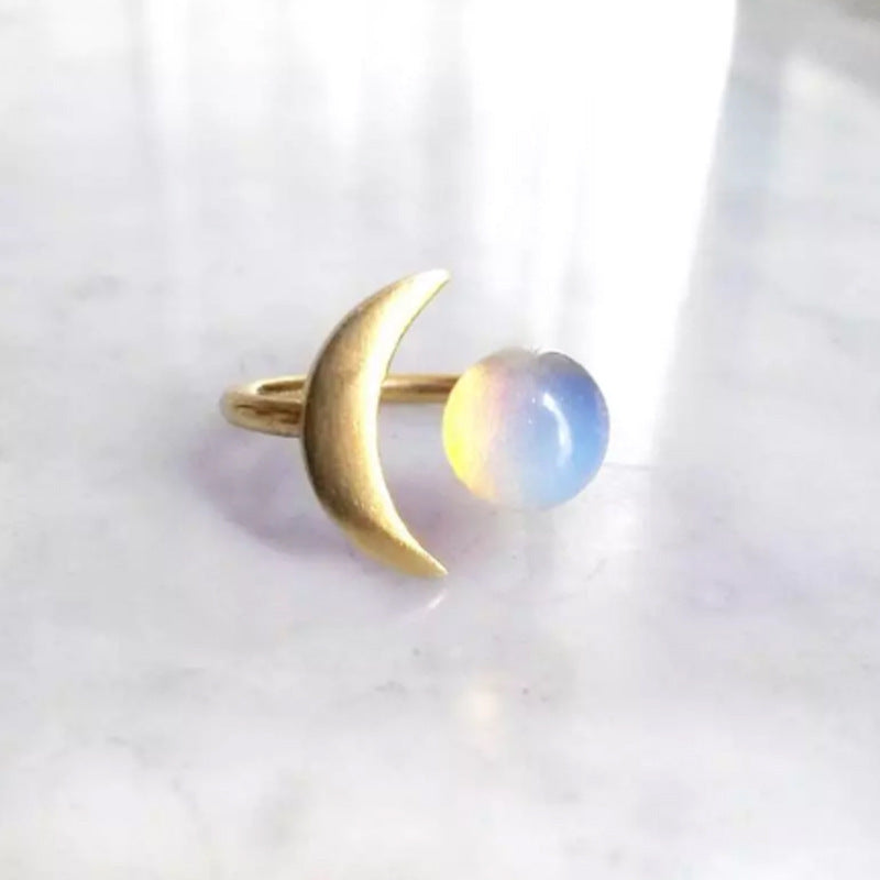 Opal Moon Ring