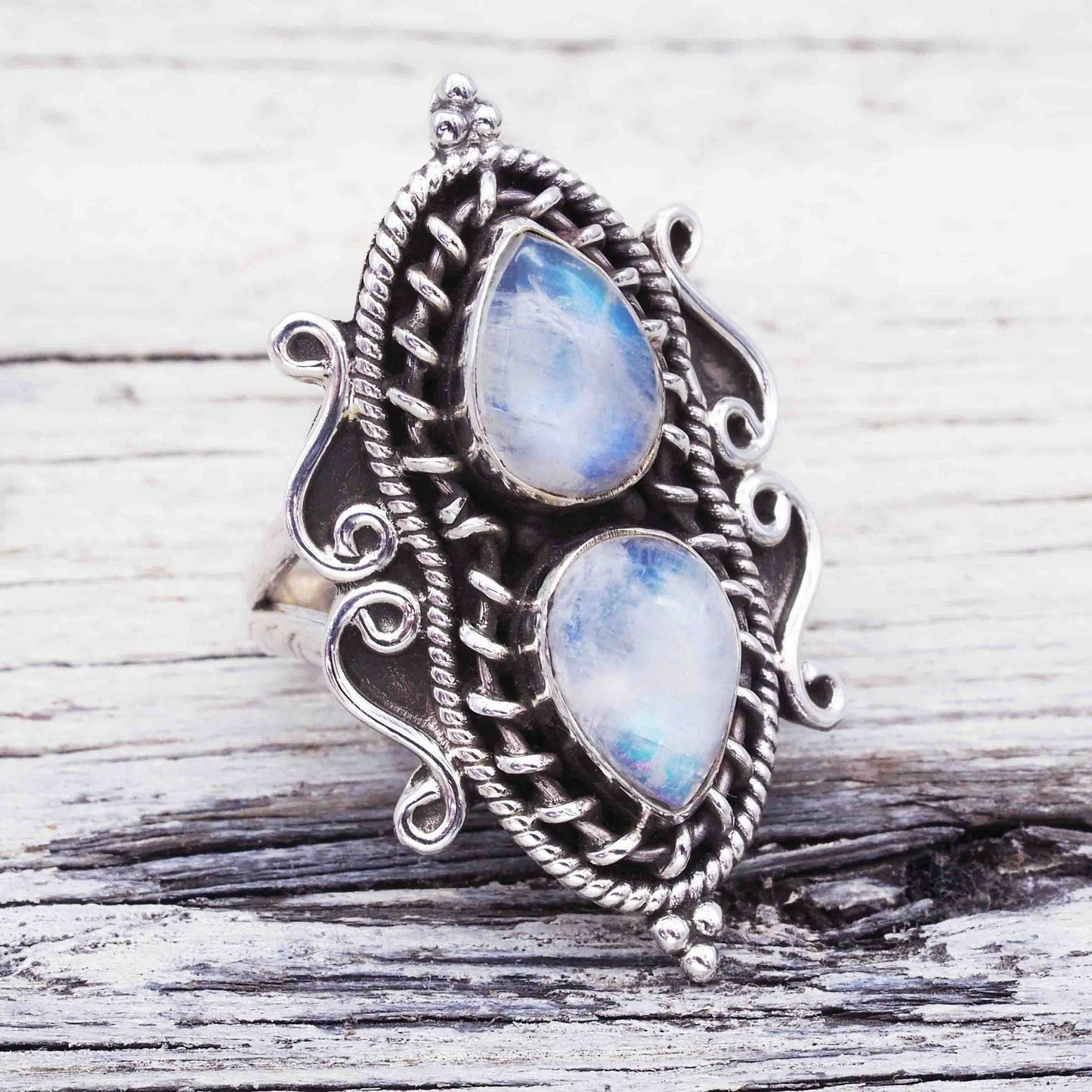 Tear-drop Moonstone Ring