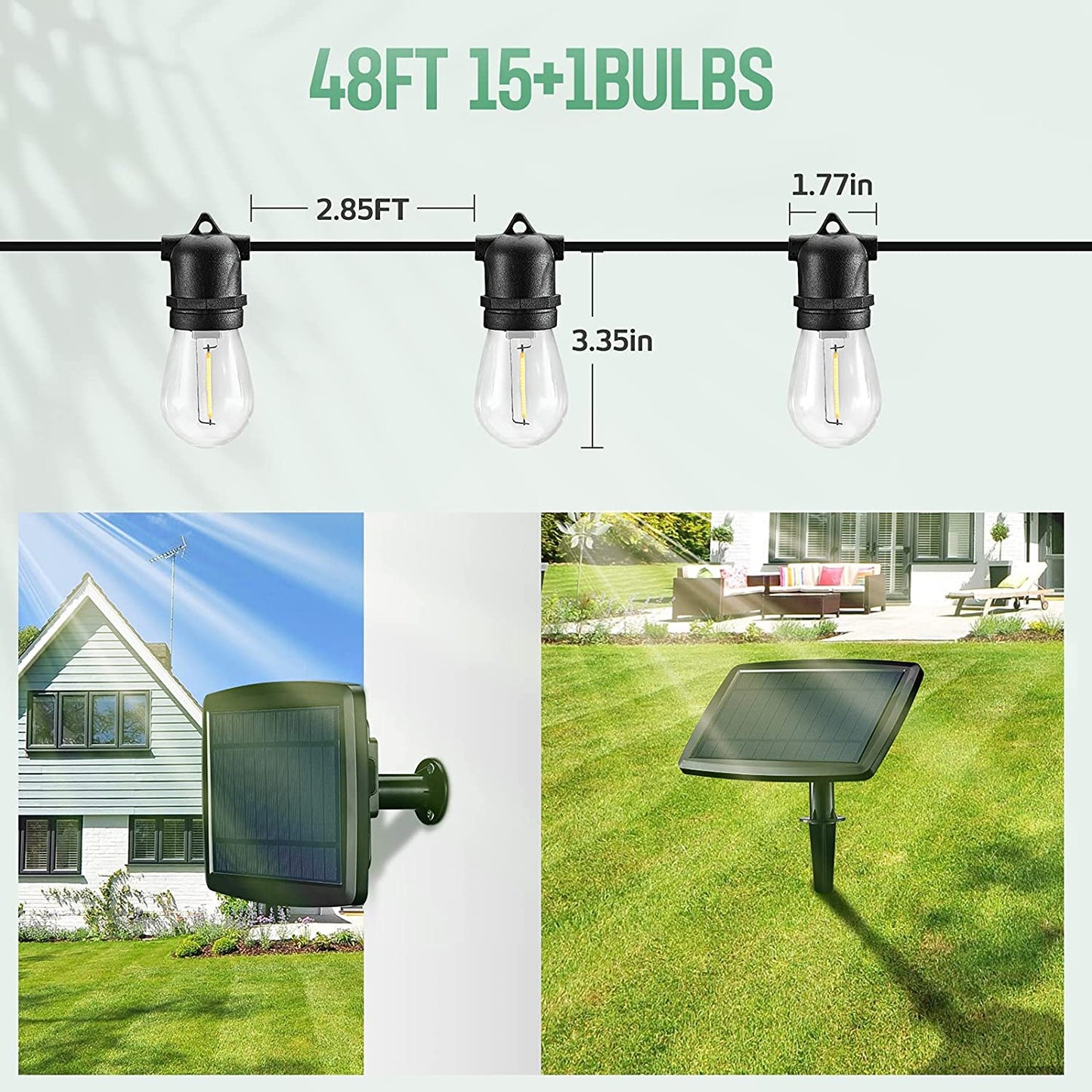 Solar Cafe Lights - 48ft