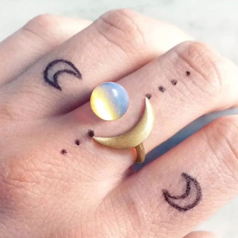 Opal Moon Ring