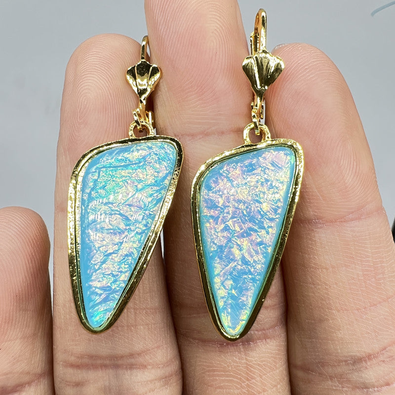 Opal Triangle Earrings